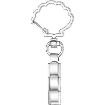 Silver Italian charm key chain with a cloud-shaped clasp at the top and a short segment of blank rectangular links below.